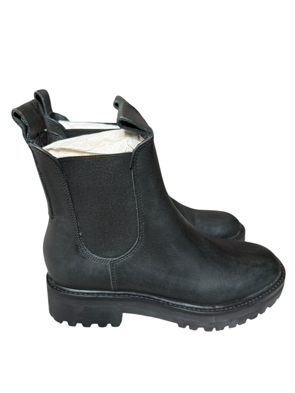 Everlane The Lug Chelsea Boot Black Leather Ankle Boots Lug Sole Size 7